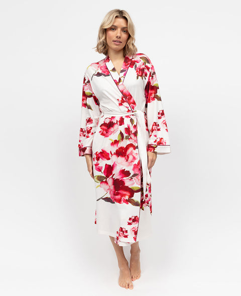 Isabella Womens Floral Printed Jersey Long Dressing Gown