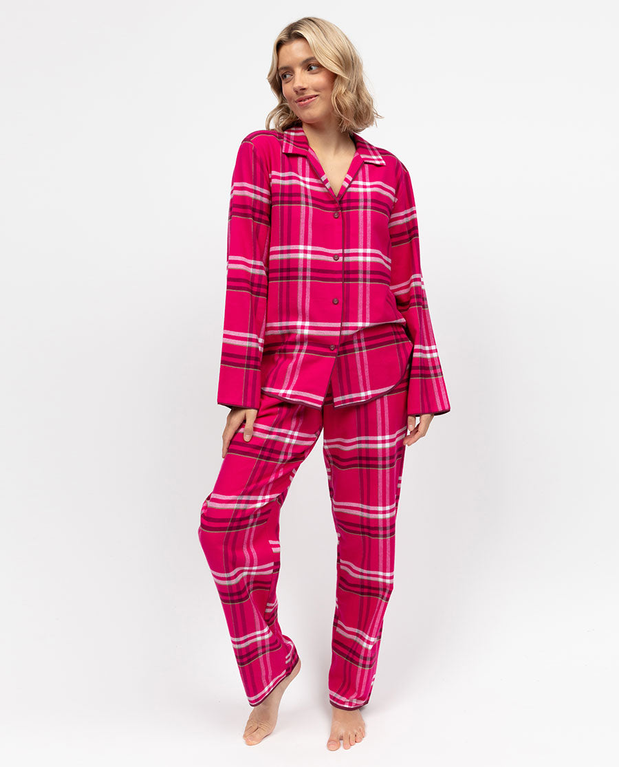 Isabella Damen-Pyjama-Set mit gebürstetem Karomuster