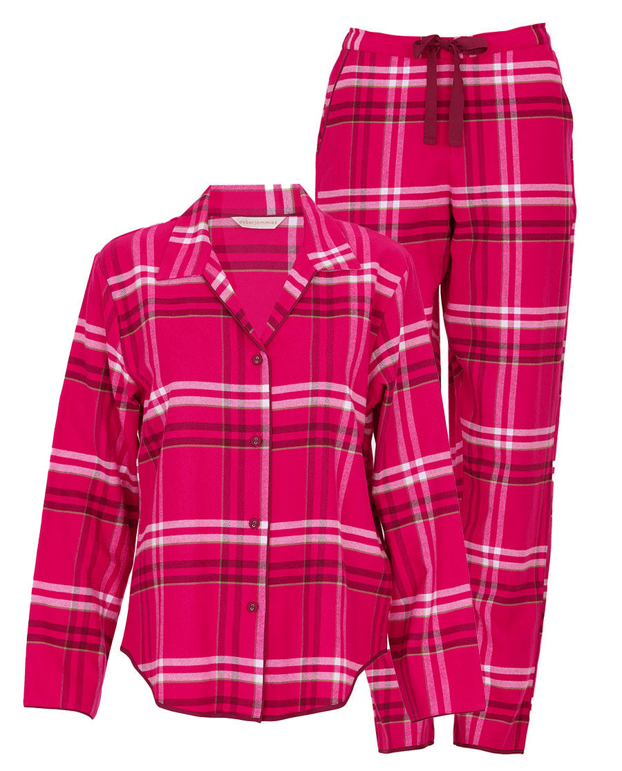 Isabella Womens Red Brushed Check Pyjama Set