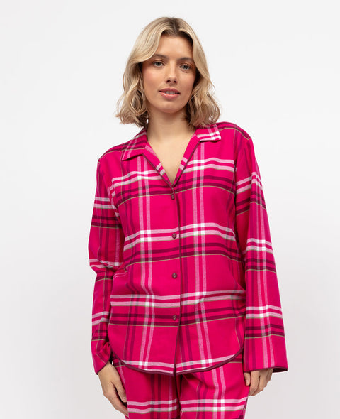 Isabella Womens Brushed Check Pyjama Top