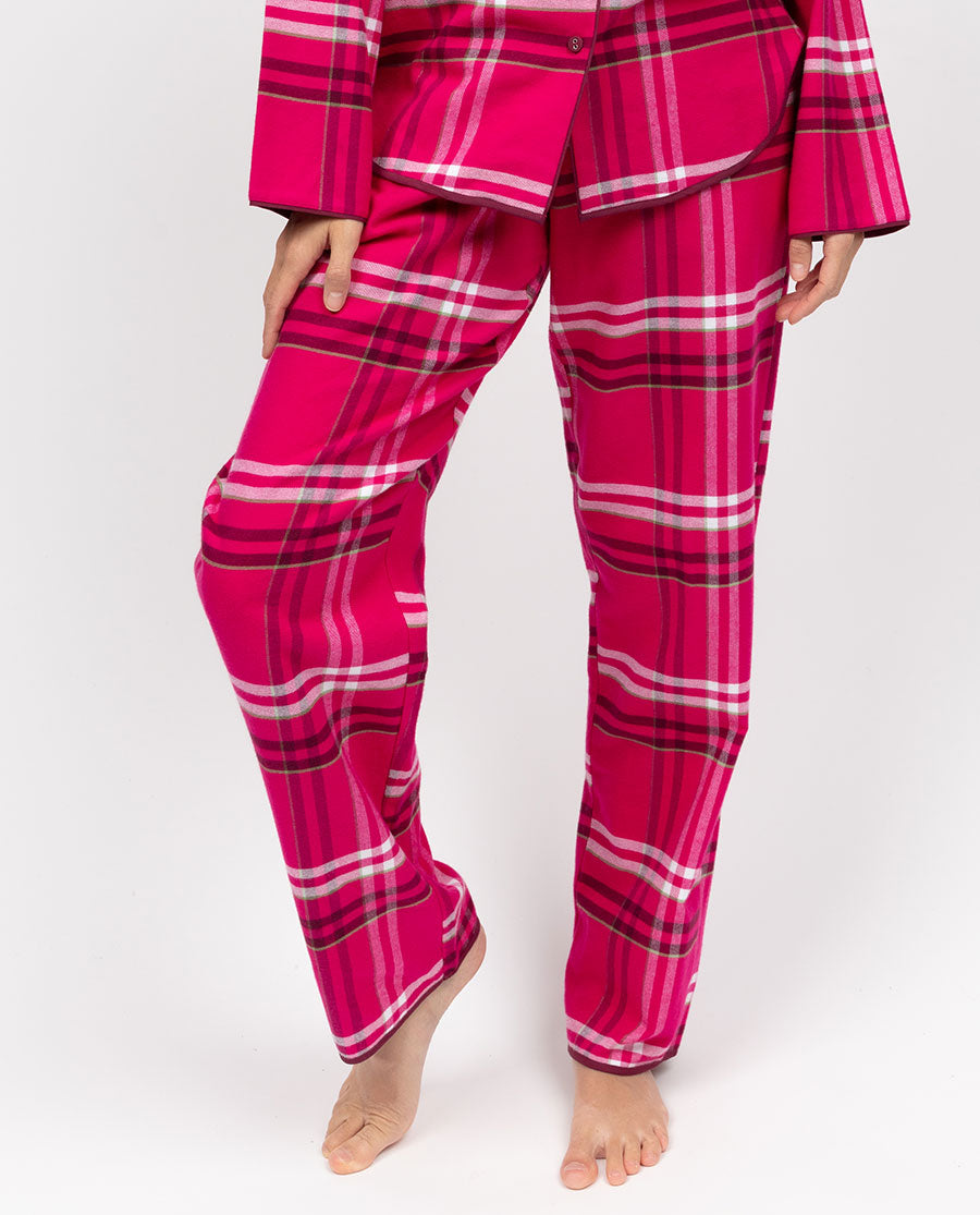 Isabella Damen-Pyjamahose mit gebürstetem Karomuster