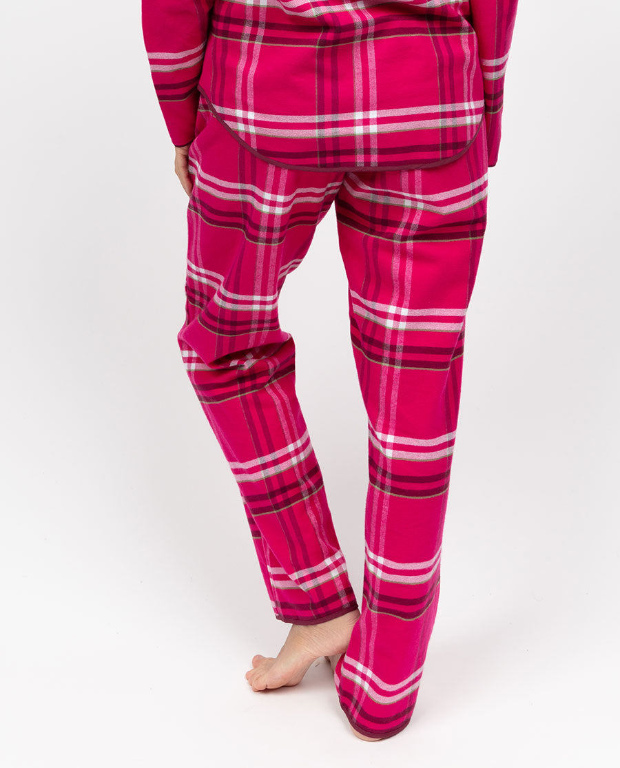 Isabella Damen-Pyjamahose mit gebürstetem Karomuster