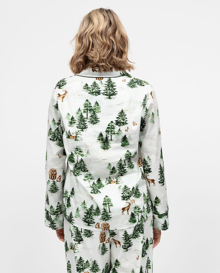 Fern Damen-Pyjamaoberteil mit Alpen-Print