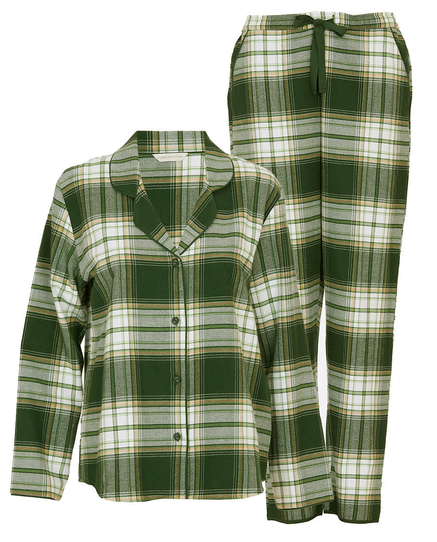 Fern Womens Green Brushed Check Pyjama Set