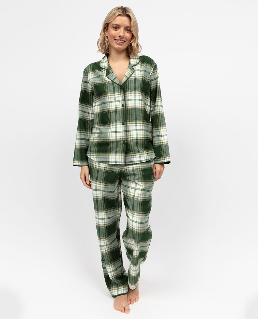 Fern Womens Brushed Check Pyjama Top