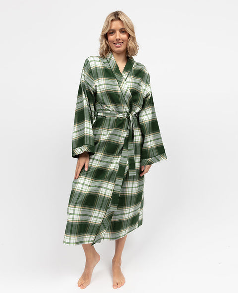 Fern Womens Brushed Check Long Dressing Gown