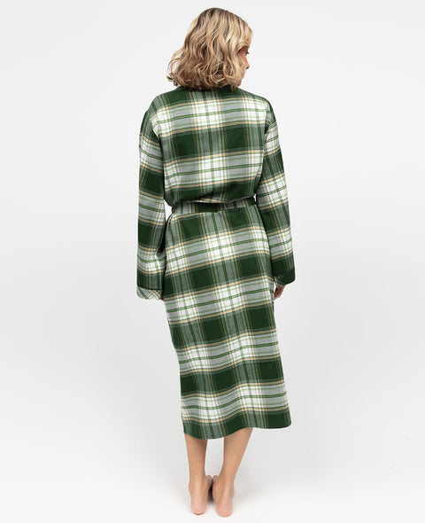 Fern Womens Brushed Check Long Dressing Gown
