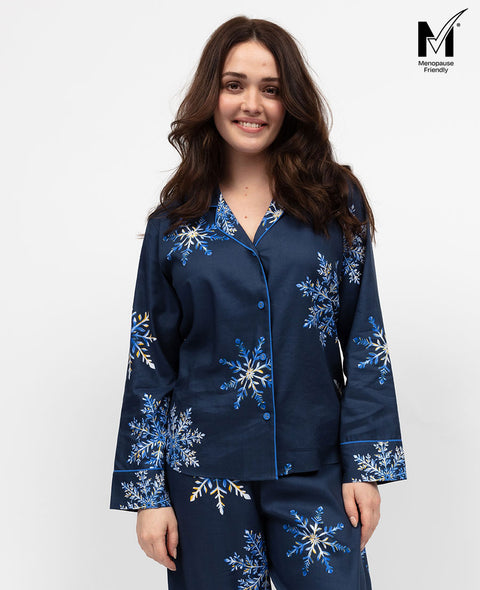 Frosty Womens Snowflake Print Pyjama Top