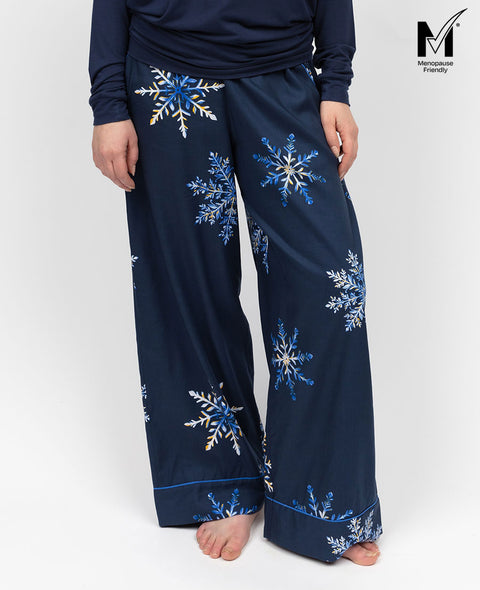 Frosty Womens Snowflake Print Wide Leg Pyjama Bottoms