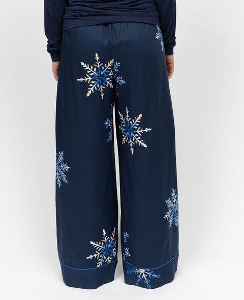 Frosty Womens Snowflake Print Wide Leg Pyjama Bottoms