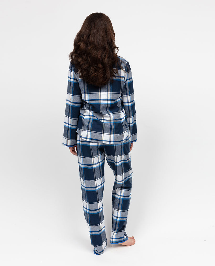 Frosty Womens Blue Brushed Check Pyjama Set