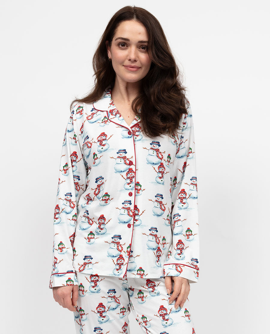Blaze Womens Snowman Printed Jersey Pyjama Top