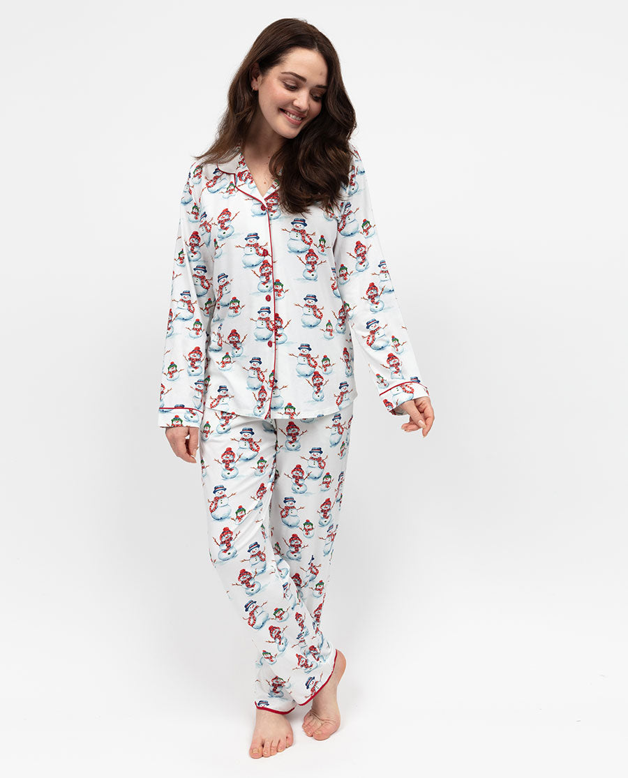 Haut de pyjama en jersey imprimé bonhomme de neige pour femme Blaze
