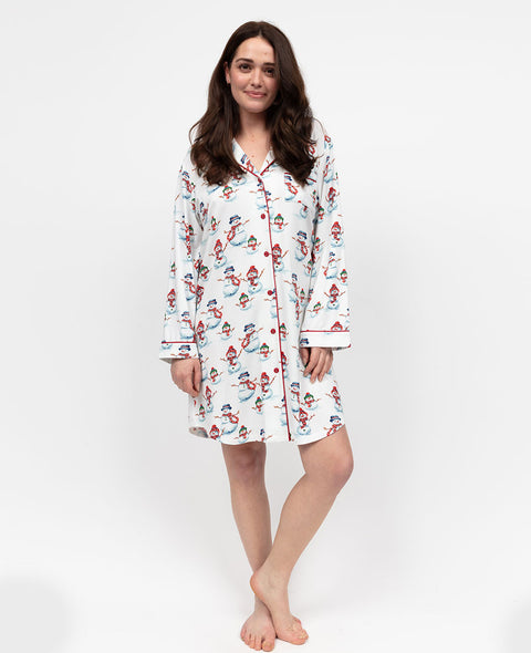 Blaze Womens Snowman Printed Jersey Nightshirt