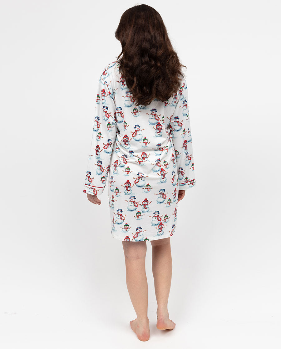 Blaze Womens Snowman Printed Jersey Nightshirt