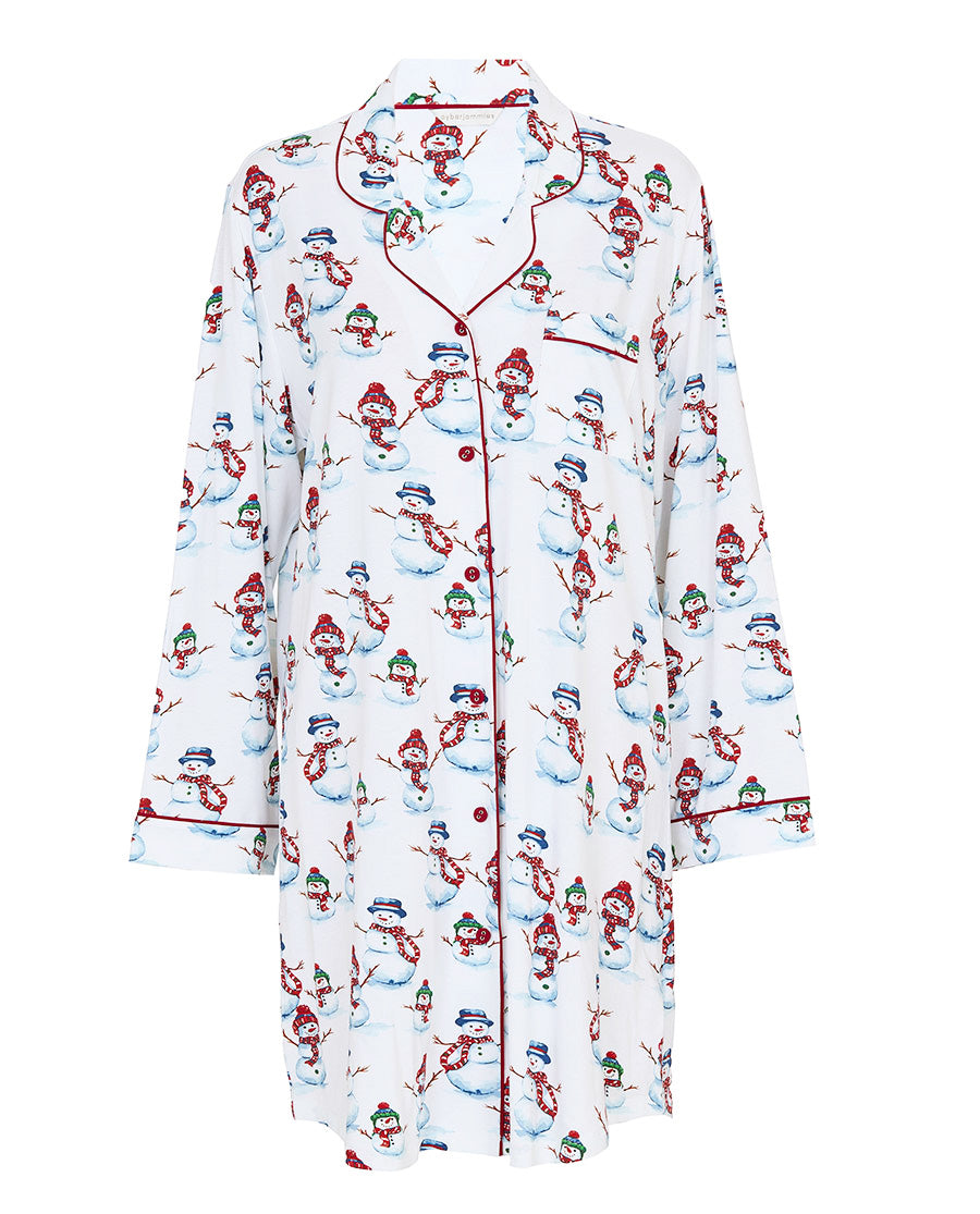 Blaze Womens Snowman Printed Jersey Nightshirt