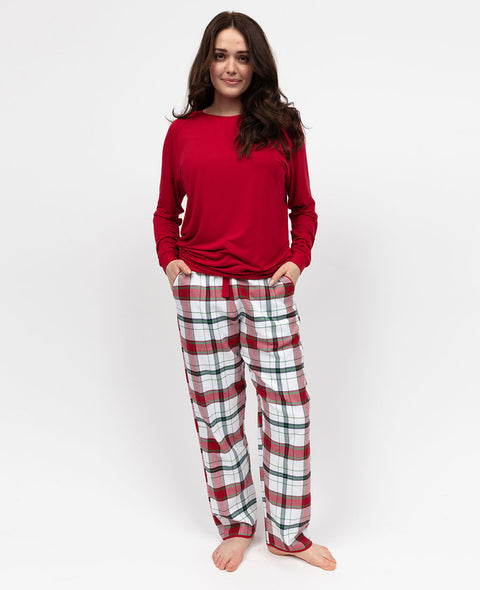 Blaze Womens Slouch Jersey Top and Brushed Check Pyjama Set