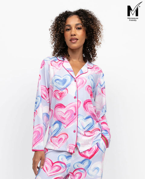 Chloe Womens Heart Printed Jersey Pyjama Top