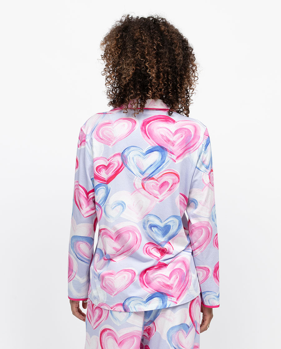 Chloe Womens Heart Printed Jersey Pyjama Top