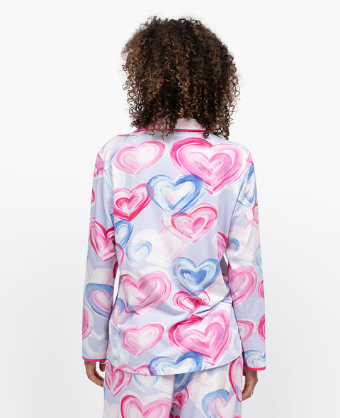 Chloe Womens Heart Printed Jersey Pyjama Top