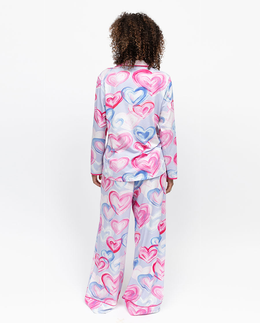 Chloe Womens Heart Printed Jersey Pyjama Top