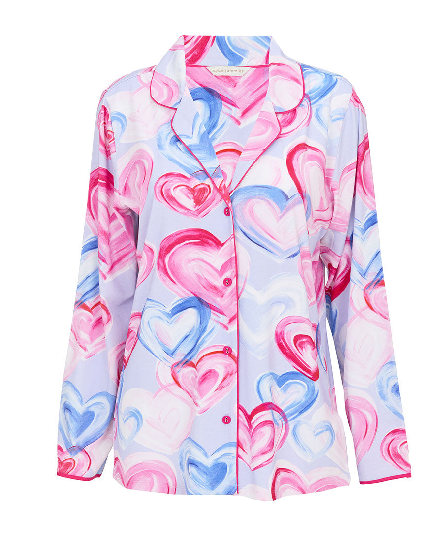 Chloe Womens Heart Printed Jersey Pyjama Top