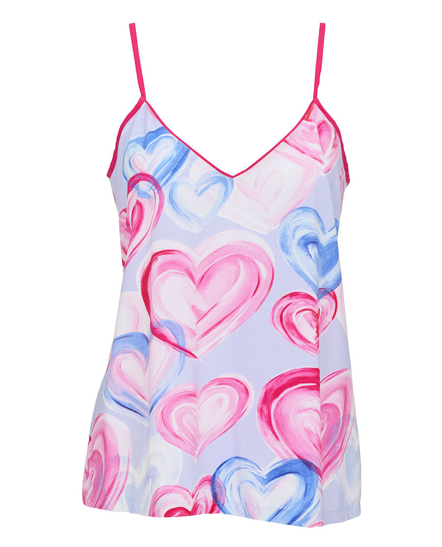 Chloe Womens Heart Printed Jersey Cami