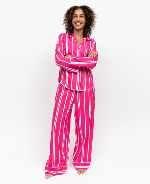 Chloe Womens Printed Stripe Wide Leg Pyjama Set