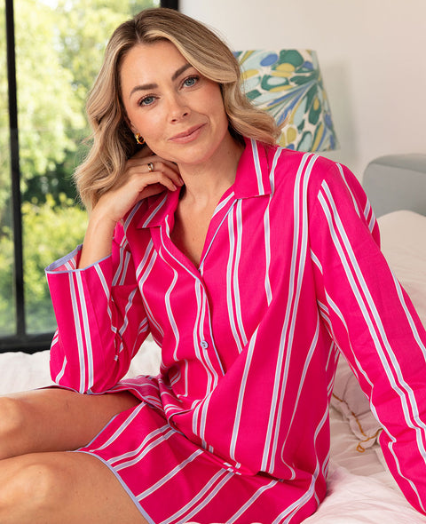 Chloe Womens Printed Stripe Nightshirt