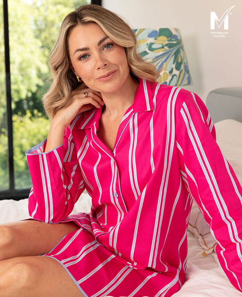 Chloe Womens Printed Stripe Nightshirt