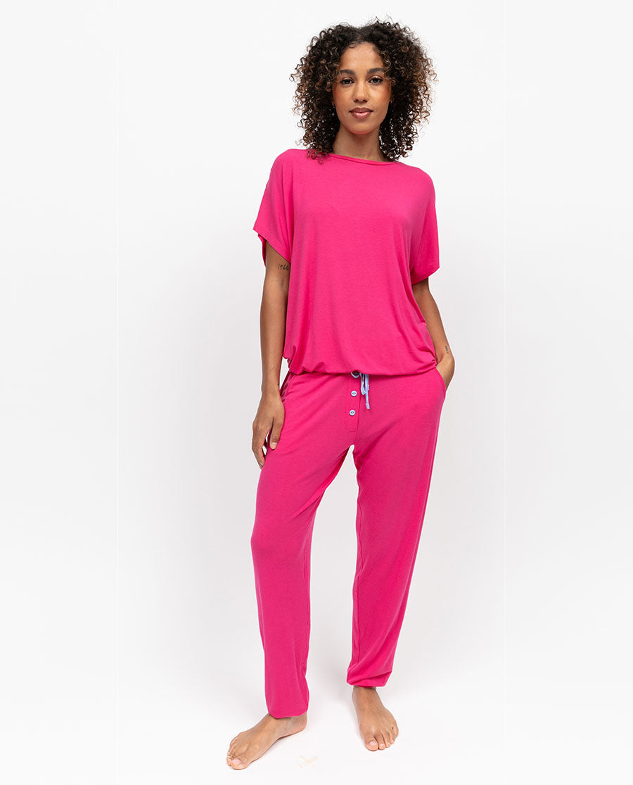 Chloe Womens Pink Slouch Jersey Pyjama Set
