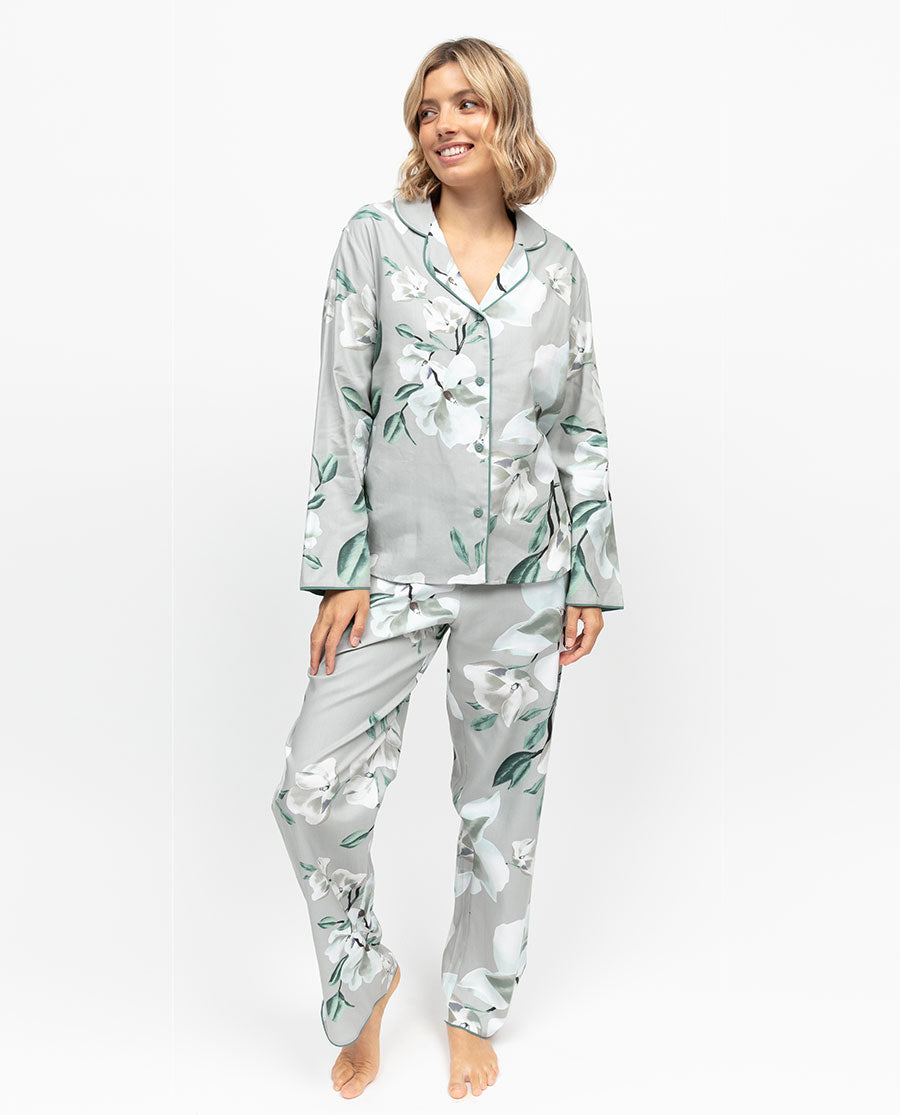 Kallie Womens Grey Floral Print Pyjama Set