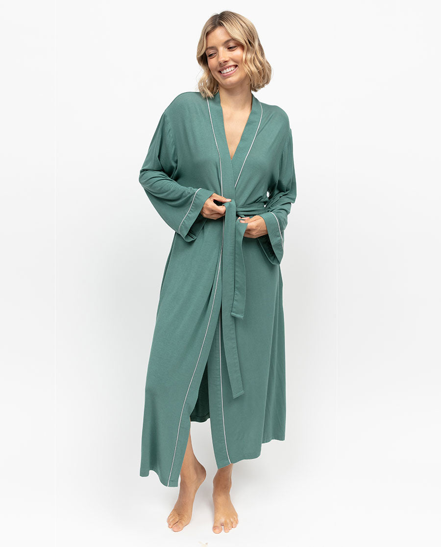 Kallie Womens Jersey Long Dressing Gown - Cyberjammies Kallie Womens Jersey Long Dressing Gown - Cyberjammies