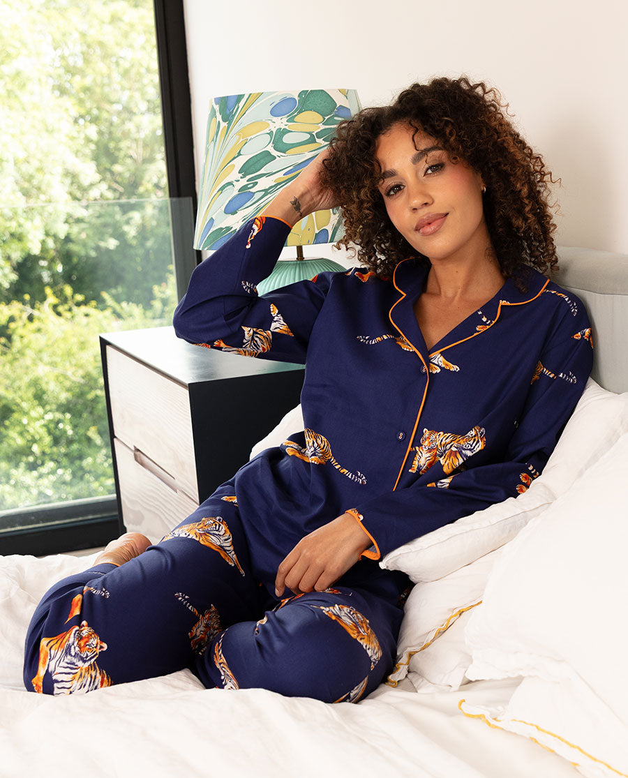 Indigo Tiger Print Pyjama Set