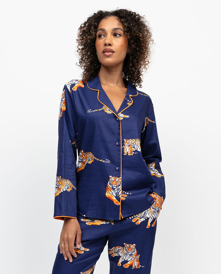 Indigo Womens Tiger Print Pyjama Top