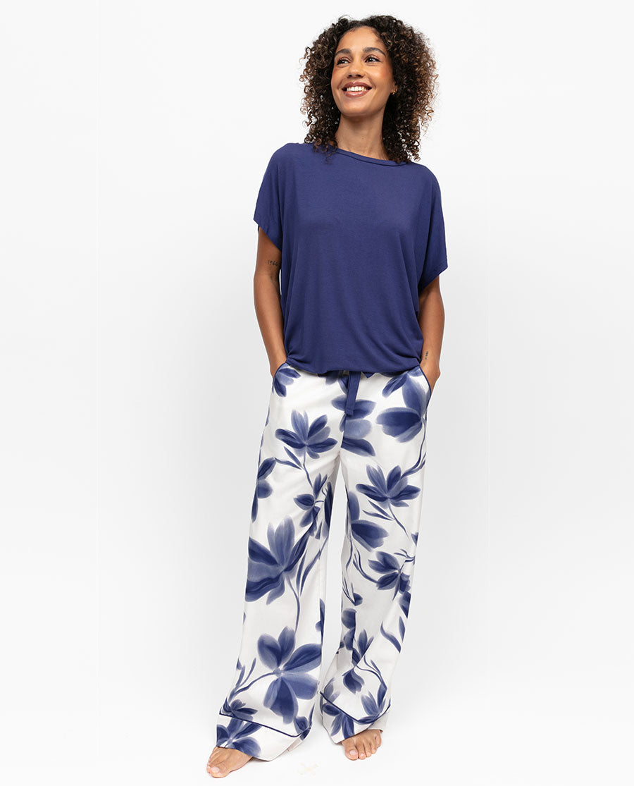 Indigo Womens Floral Print Wide Leg Pyjama Bottoms