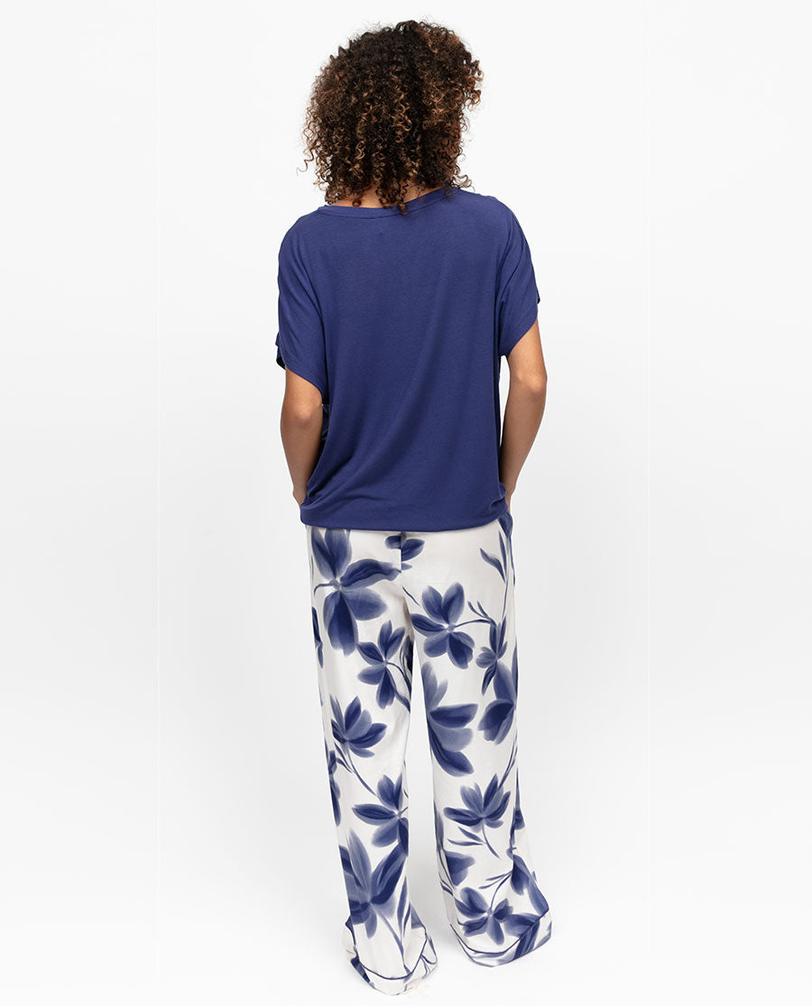 Indigo Womens Floral Print Wide Leg Pyjama Bottoms