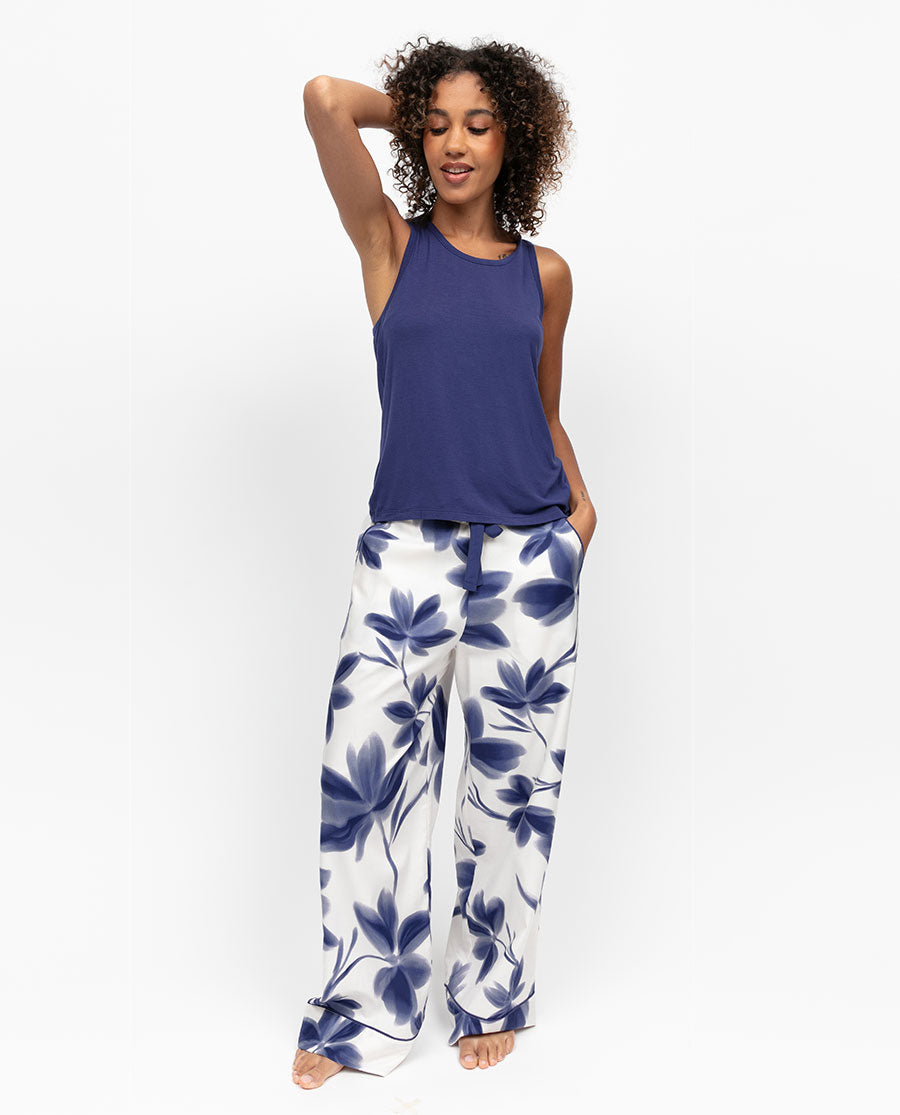 Indigo Womens Floral Print Wide Leg Pyjama Bottoms