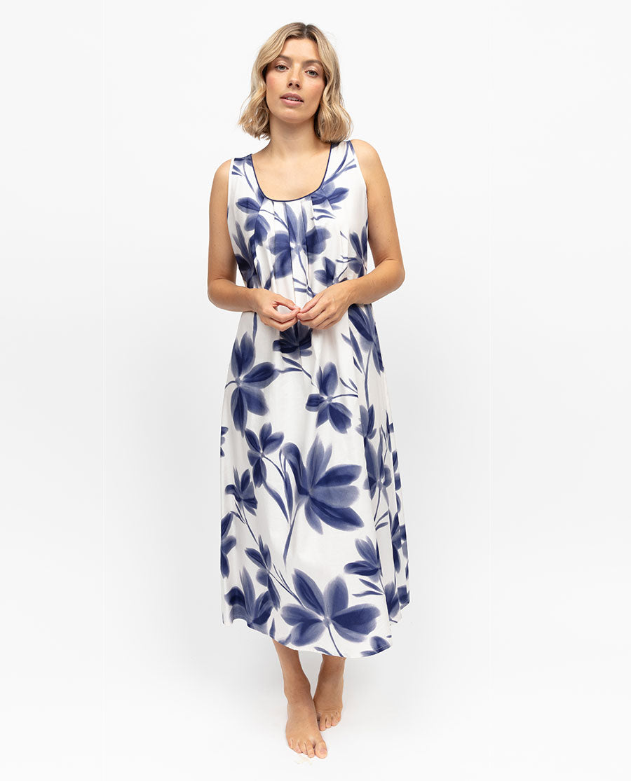 Indigo Womens Floral Print Long Nightdress