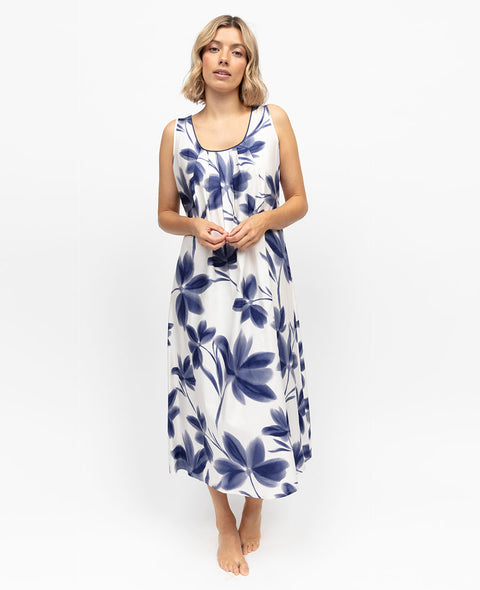 Indigo Womens Floral Print Long Nightdress