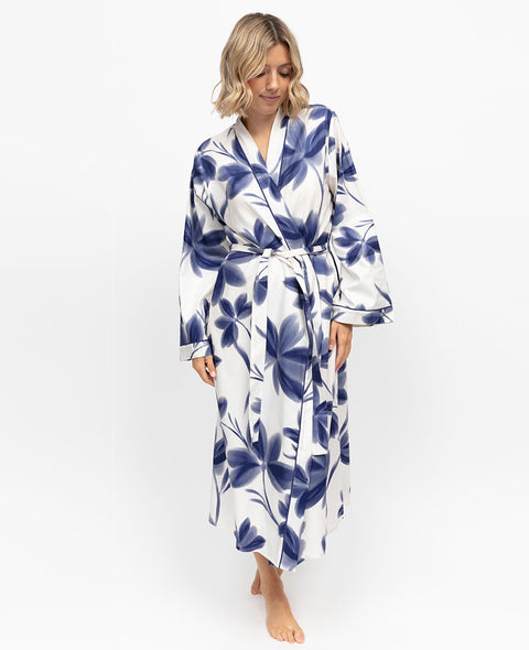 Indigo Womens Floral Print Long Dressing Gown