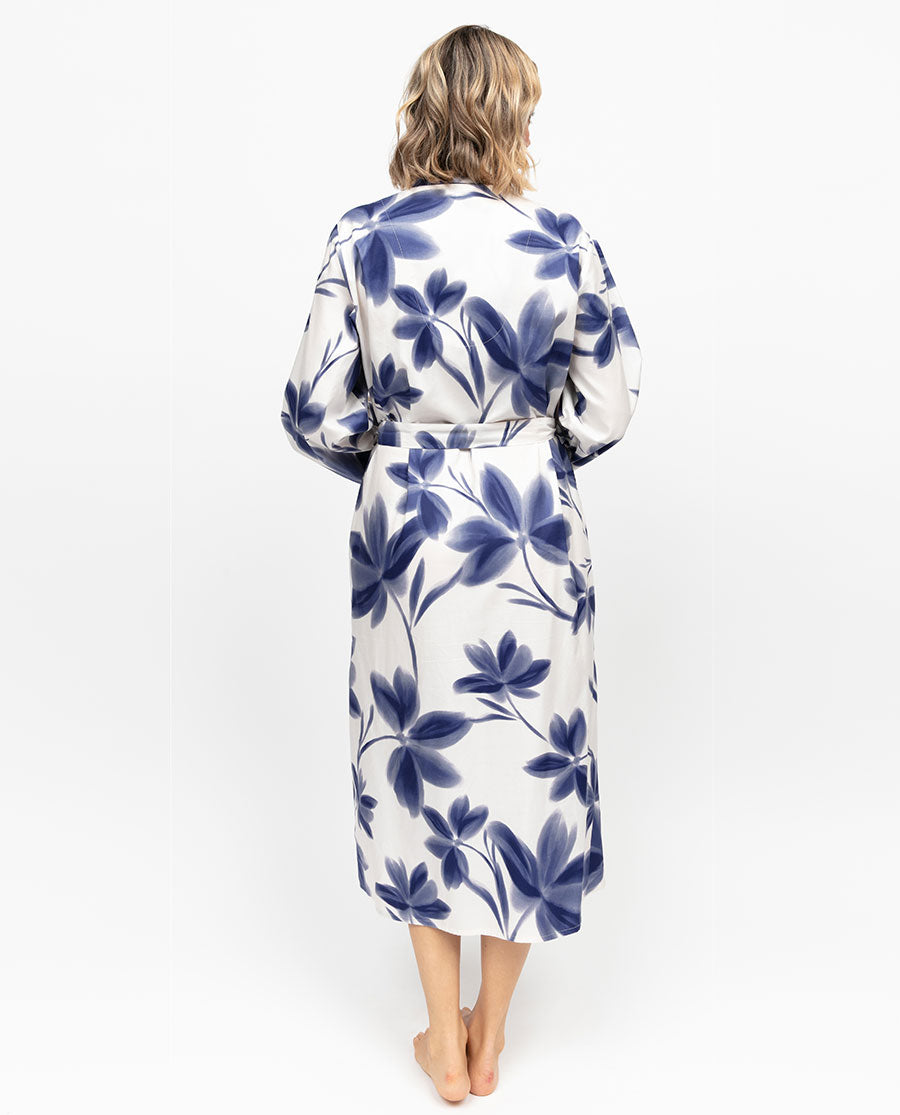 Indigo Womens Floral Print Long Dressing Gown