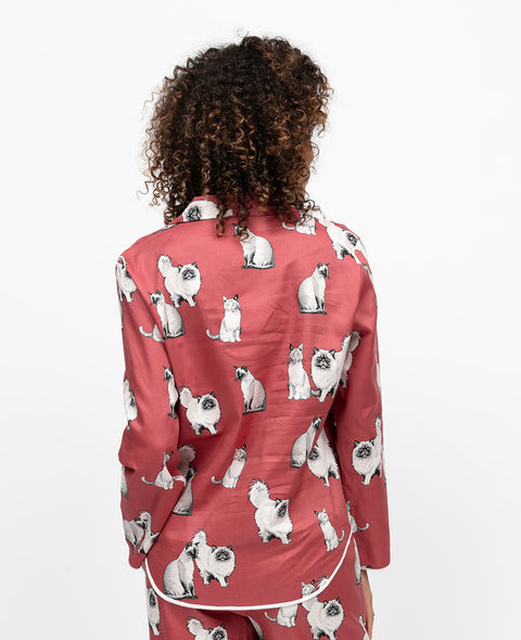 Josie Womens Cat Print Pyjama Top