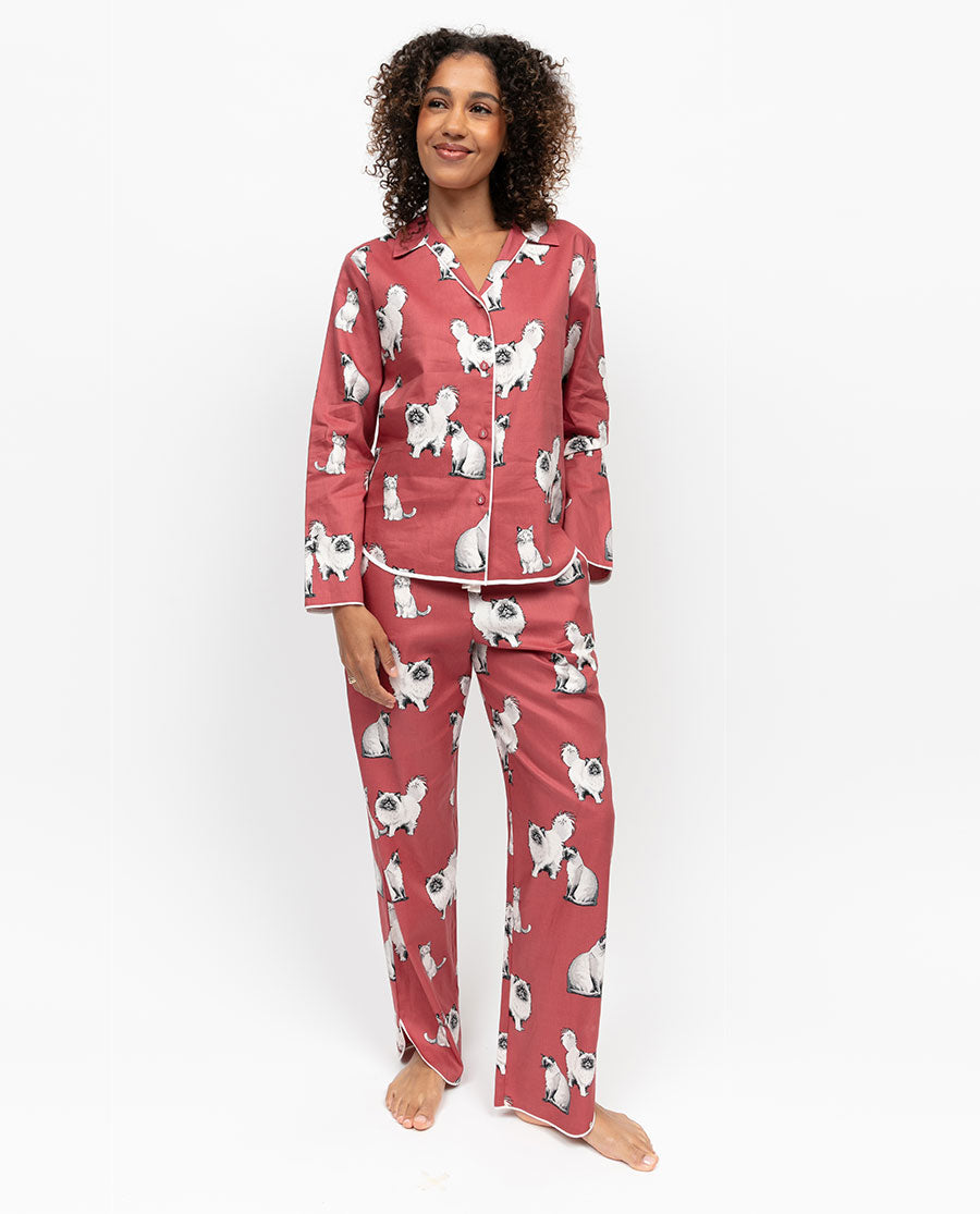 Josie Womens Cat Print Pyjama Top