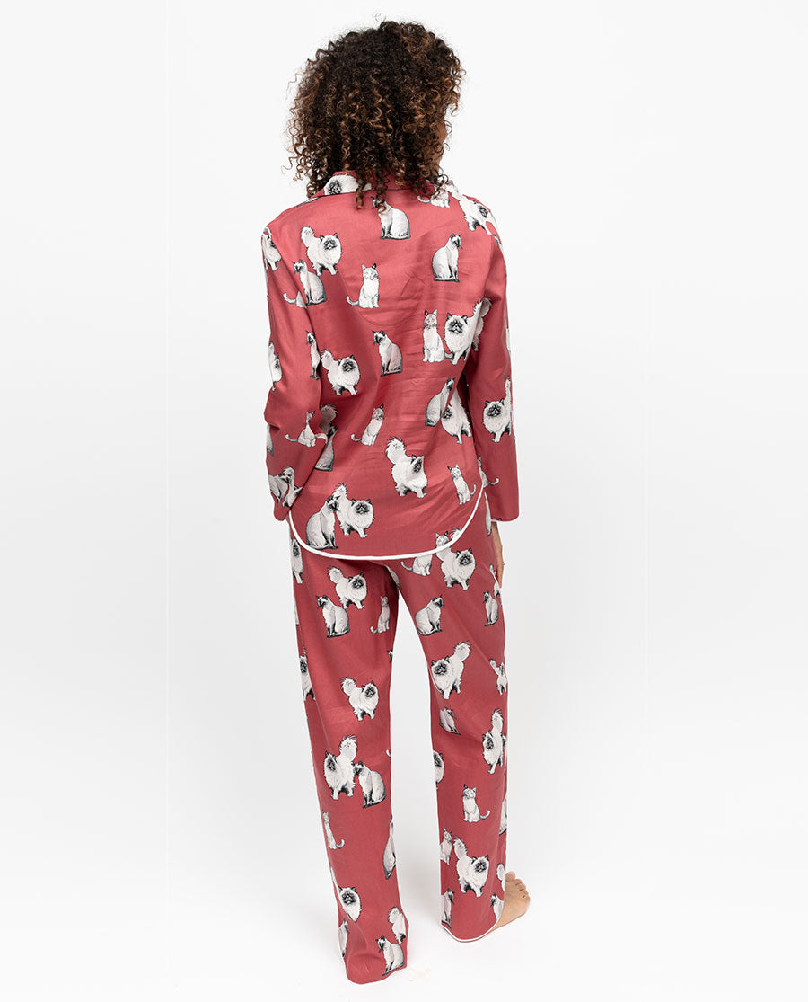 Josie Womens Cat Print Pyjama Top