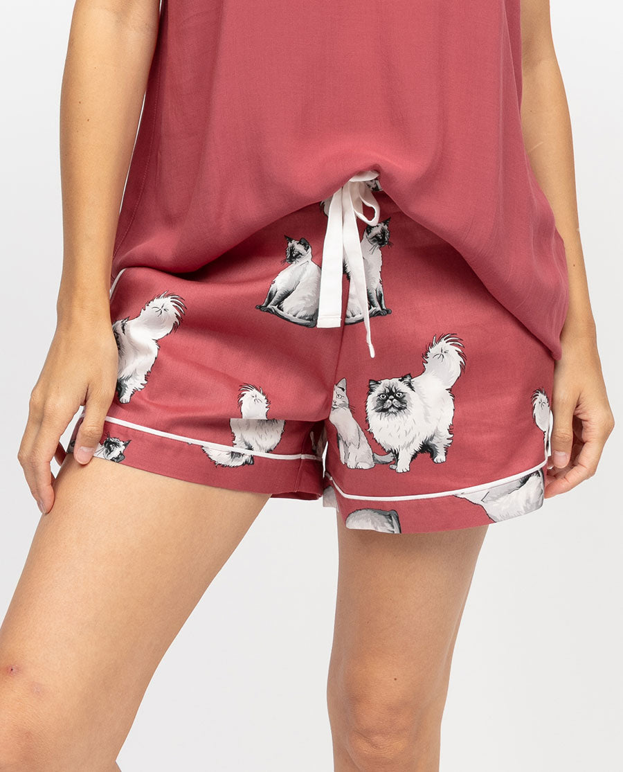 Josie Womens Cat Print Shorts