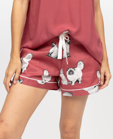 Josie Womens Cat Print Shorts