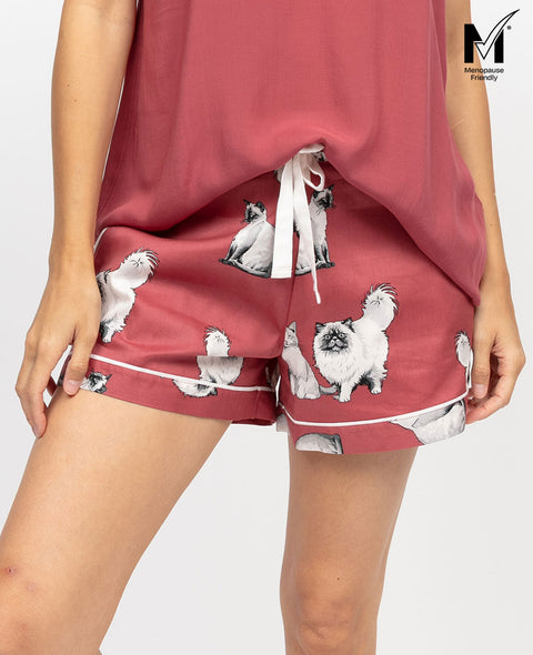 Josie Womens Cat Print Shorts