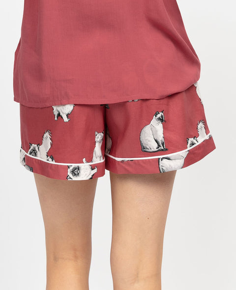 Josie Womens Cat Print Shorts