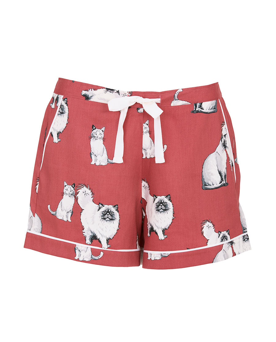 Josie Womens Cat Print Shorts